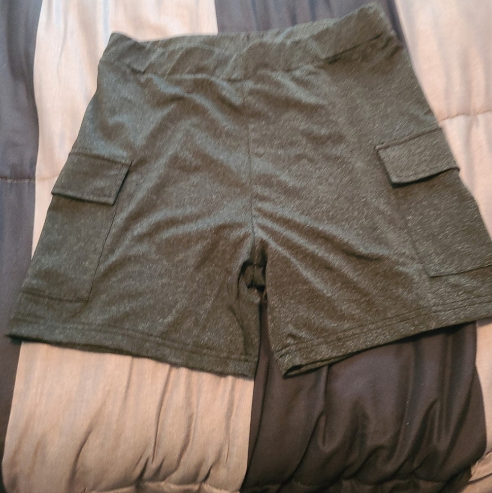Shein dark Grey cargo bike shorts new large
